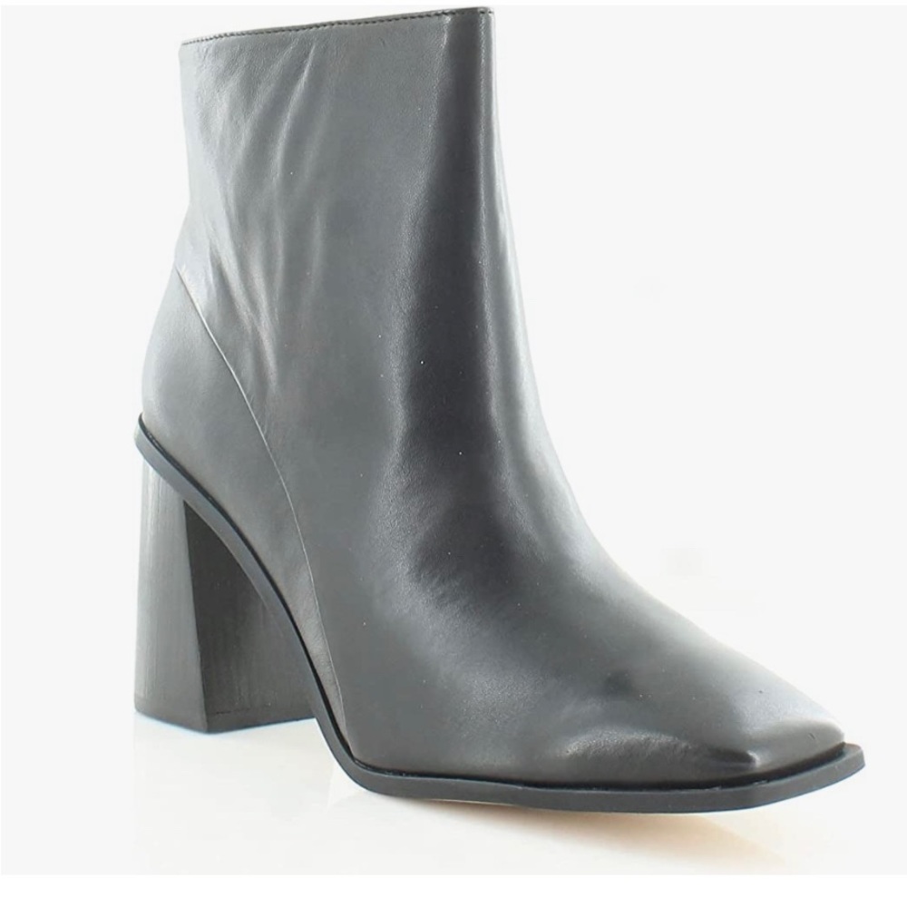 Franco Sarto Black Leather Heeled Booties - US 8.5